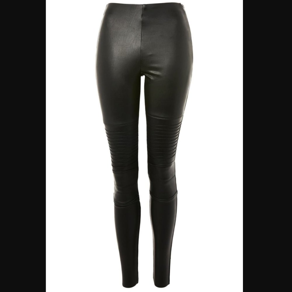 Topshop Leather Moto Leggings, size 6